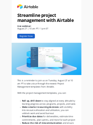 Airtable - [Last chance] Register now: Streamline project management with Airtable