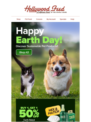 Hollywood Feed - Buy 1, Get 1 50% Off Earth Rated Pet Grooming Products!