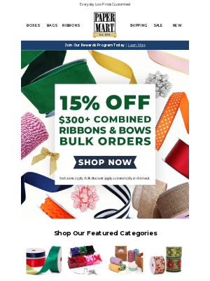 Get 15% Off Bulk Ribbons & Bows