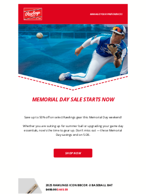 Rawlings Sporting Goods - Save up to 50% Off This Memorial Day Weekend