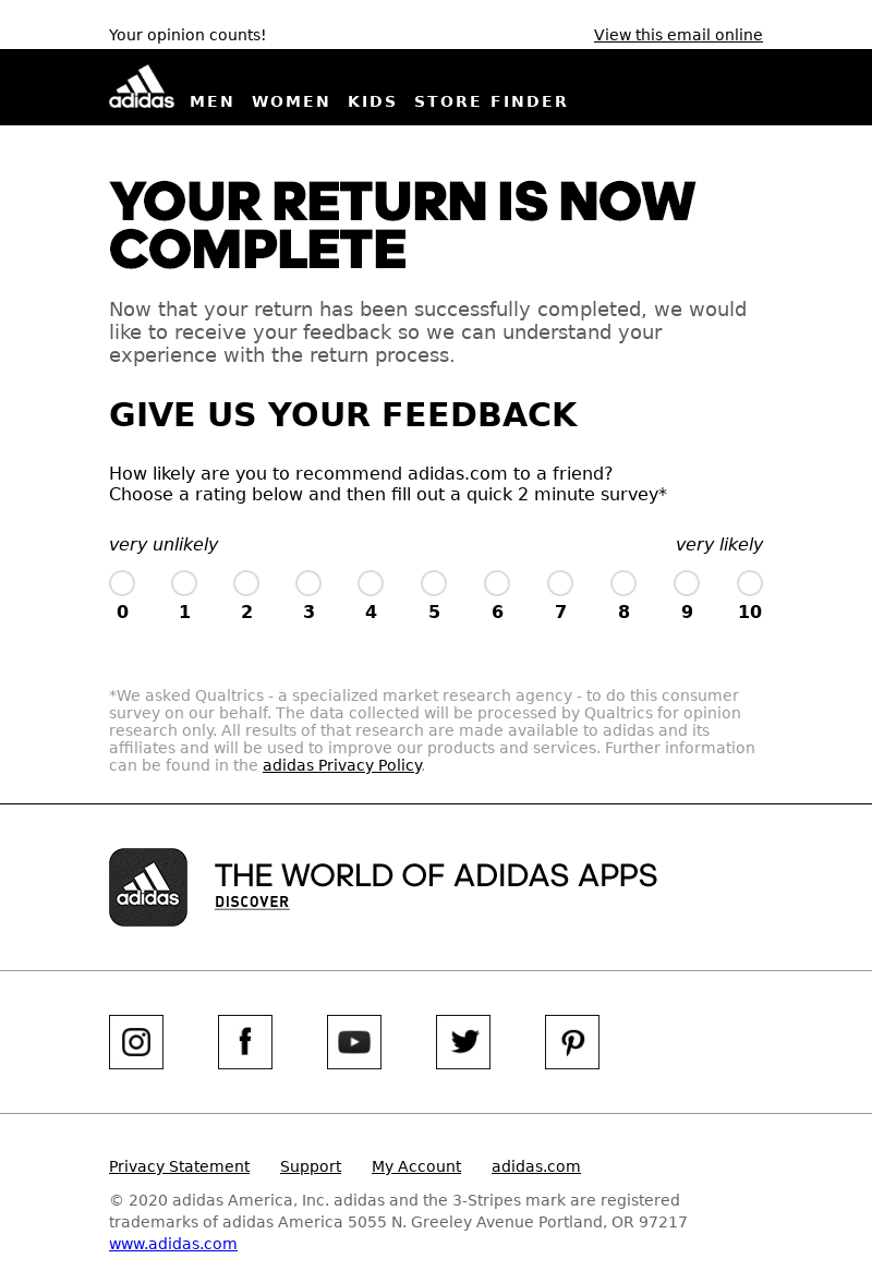 Adidas USA - Share your feedback on your adidas return