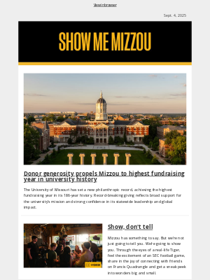 Missouri University - A historic year for fundraising; Mizzou's new anthem; and more