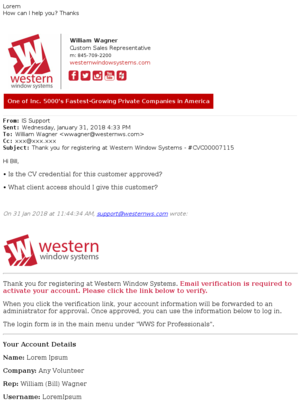 Western Window Systems - RE: Thank you for registering at Western Window Systems - #CVC00007115