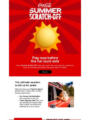 Coca-Cola Store - Tick tock. Play Summer Scratch-Off before time runs out...