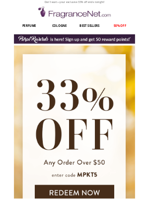 FragranceNet - ⚡ FLASH: 33% Off Orders $50+ – Today Only!