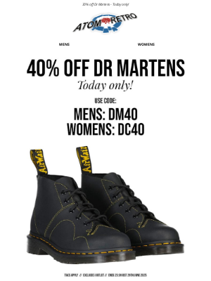 Atom Retro - 40% Off Dr. Martens – Today Only