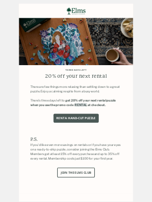 Waterford Puzzles - There’s still time to get 20% off your next rental puzzle!