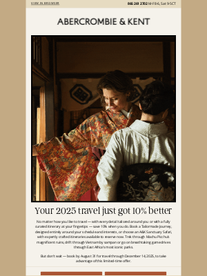 Abercrombie & Kent - SAVE 10%: Tailormade Journeys & Sanctuary Safaris