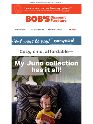 Bob's Discount Furniture - Check it out: Get cozy with a Juno sectional! 🛋️