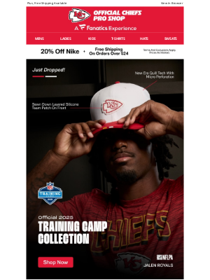 Kansas City Chiefs - Now Available! The Official Gear Of Training Camp