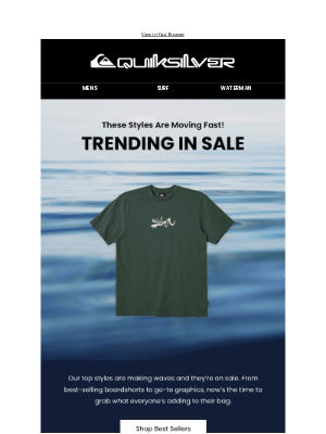 Quiksilver - These Styles Are Making Waves + Up To 40% Off Continues