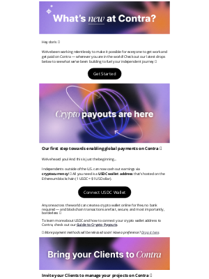 Contra - Global payments, invite Clients to Contra, and more! [New at Contra ✨]