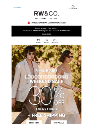 RW&CO.(Canada) - ⏳ Time's running out on -30% + FREE SHIPPING