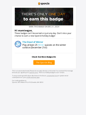 Sporcle, Inc. - Don’t forget to earn your The Dead of Winter badge!