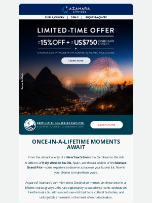Azamara Club Cruises - EXCLUSIVE SAVINGS: Celebrate Iconic Events With Us