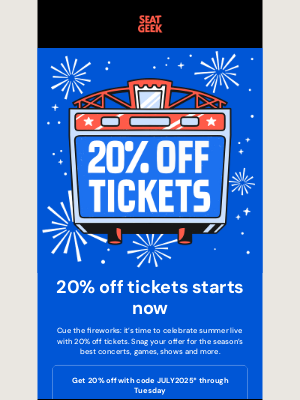 SeatGeek - Get 20% off tickets on SeatGeek 🇺🇸