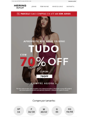 Hering Outlet (Brazil) - EXCLUSIVO: 70% OFF!