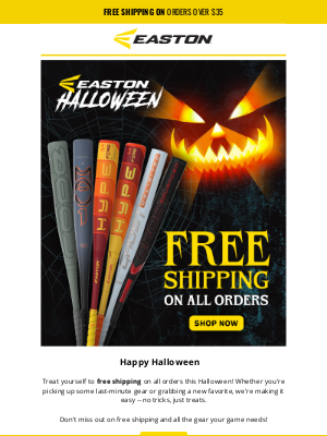 Easton Slowpitch - Halloween Treat: Free Shipping on All Orders