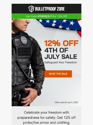 Bulletproof Zone - Raise the Flag of Safety! Get 12% Off!