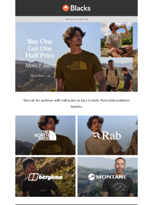 Blacks Leisure Group (United Kingdom) - Buy One Get One Half Price T-Shirts