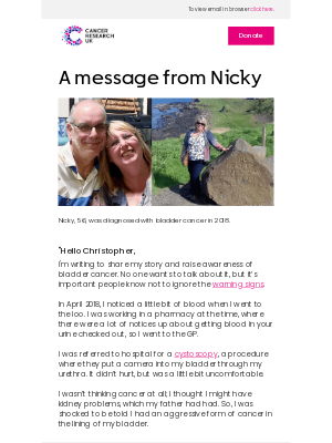 Cancer Research (United Kingdom) - I wasn't thinking bladder cancer at all