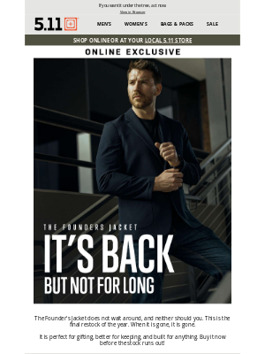 511tactical - The Founders Jacket is back. Final round.