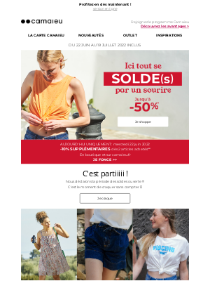 Camaïeu (France) - SOLDES : jusqu'à -50% ET -10% supplémentaires dès 2 articles