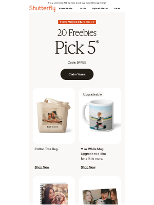 Shutterfly - It’s here: pick 5 freebies! 🙌