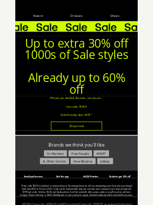 ASOS (Australia) - Up to extra 30% off 1000s of Sale styles