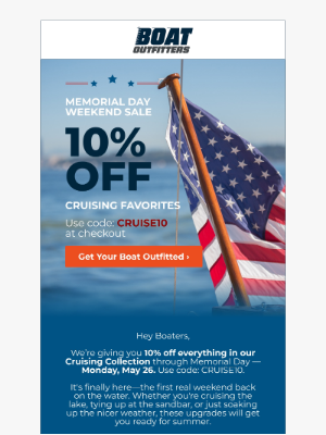 Boat Outfitters - Memorial Day Means Boating Weekend!