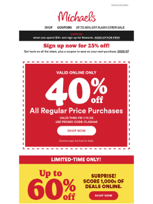 Bet you didn’t see this coming 👀 Get up to 60% off online! 🛍️