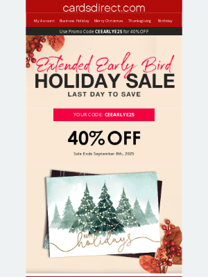 CardsDirect - ⏰EXTENDED One More Day: Save 40% on Your Order!