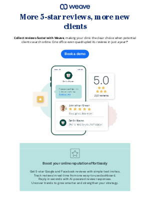 Weave - Quadruple your online reviews fast + get $105