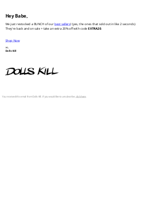 Dolls Kill - Guess who's back? (and on sale)