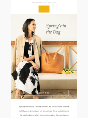Moore & Giles - Goodbye April showers, hello bags!