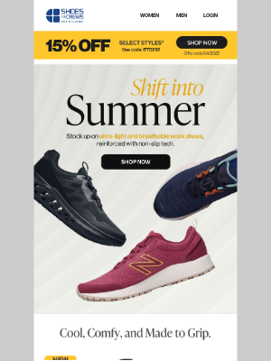 Shoes For Crews - Summer-Ready Non-Slip Styles with 15% Off