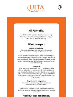 ULTA Beauty - Reminder: Enhanced Security for Your Ulta Beauty Account