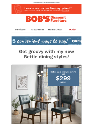 Bob's Discount Furniture - New ✨ retro-chic ✨ dining sets