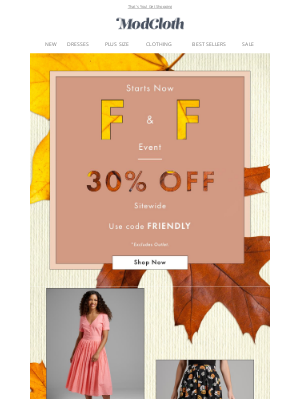 ModCloth - 30% Off For Friends & Fam 💕