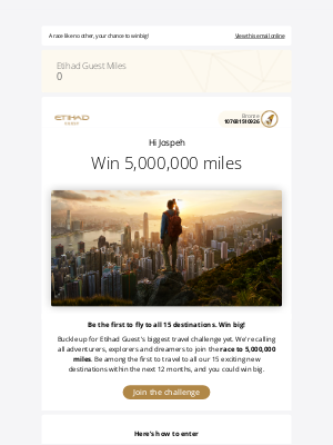 Etihad Airways - Join the race to 5 million miles