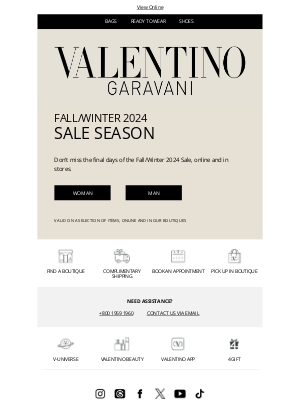 Valentino - Fall/Winter Sale Ends Soon