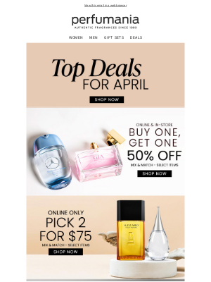 perfumania - Just In: April’s Must-Shop Deals