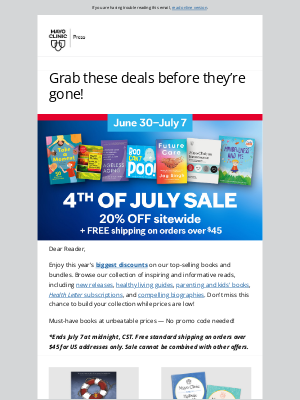 Mayo Clinic - 4th of July Sale: Biggest book sale of the year!