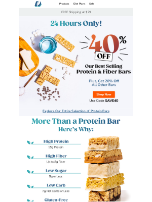 Diet Direct - 40% Off Our Best-Selling Protein Bars – 24 Hours Only! ⚡