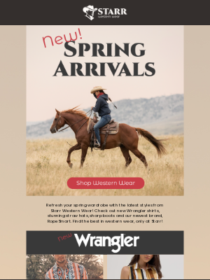 Starr Western Wear - Just in, New Looks for Spring!