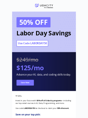 Udacity - Labor Day Sale: 50% off all courses