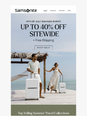 Samsonite - July 4th Savings Event: Up to 40% Off Sitewide