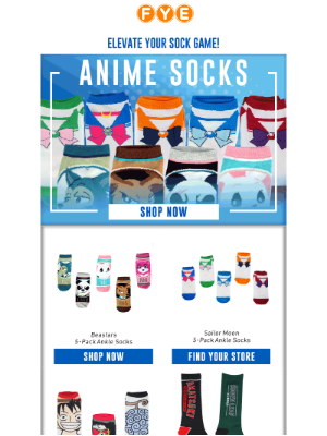 f.y.e. - Elevate your Sock Game with our Newest Anime Socks!