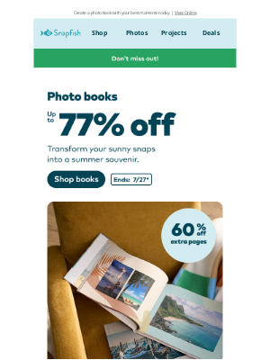 Snapfish - 😎 Your summer snaps deserve this sale—up to 77% off!