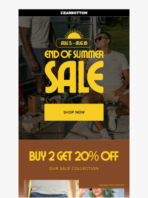 Bearbottom Clothing - End of Summer Sale Starts NOW